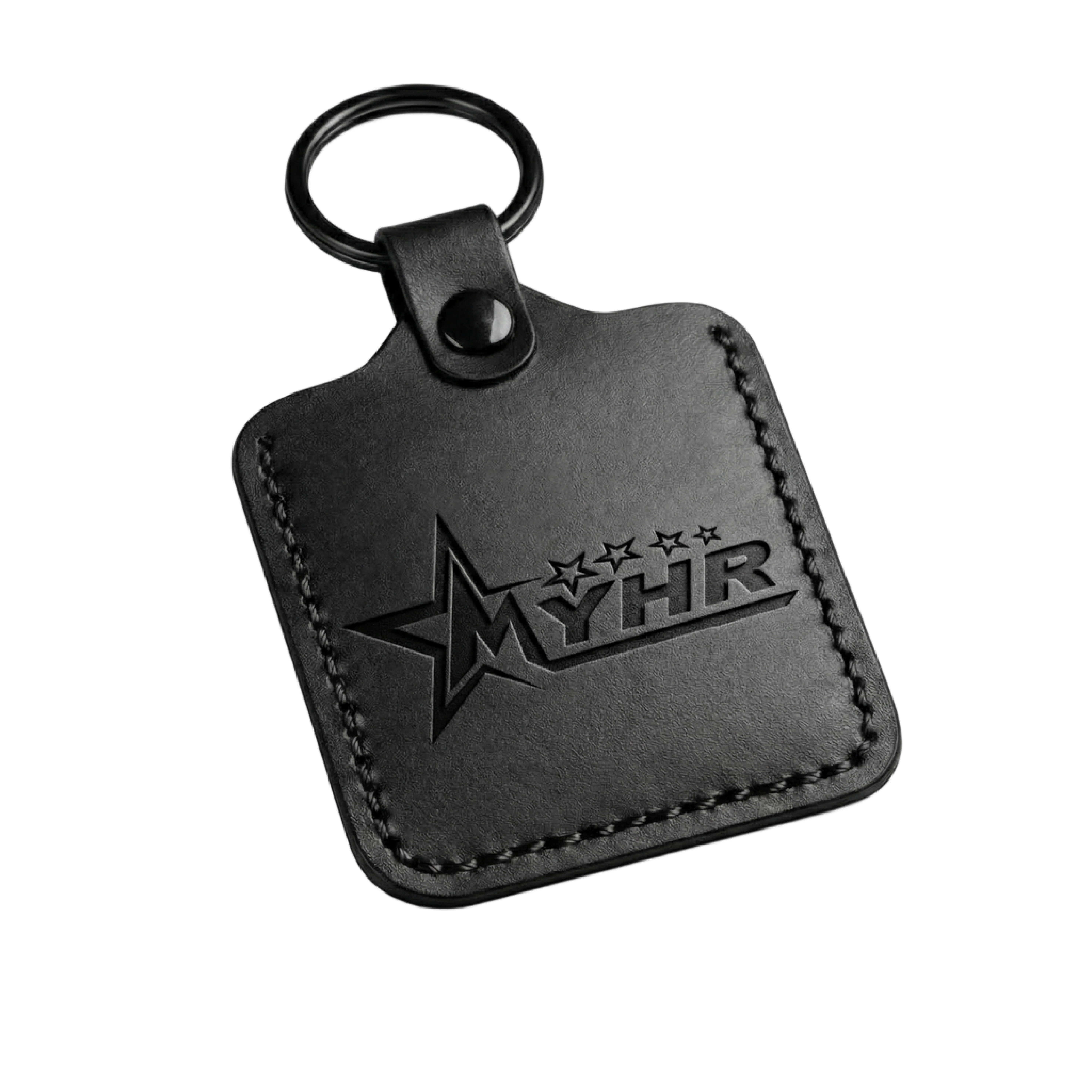 Nøkkelring i lær med MYHR logo