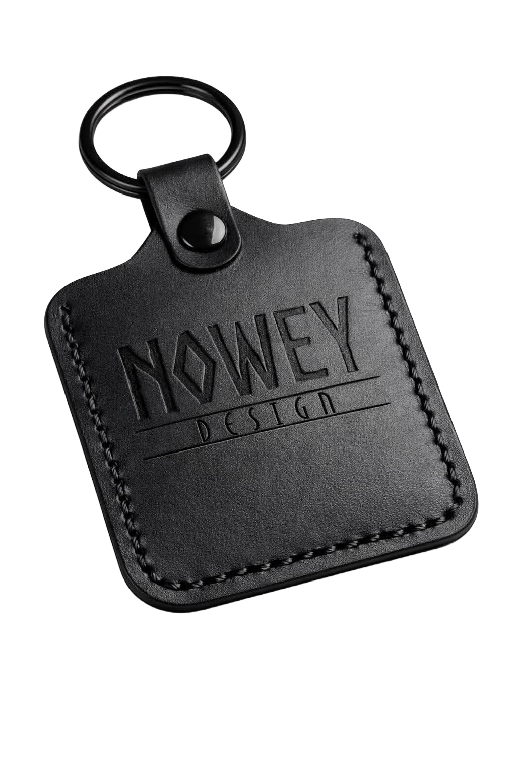 Nøkkelring i lær med Nowey Design logo