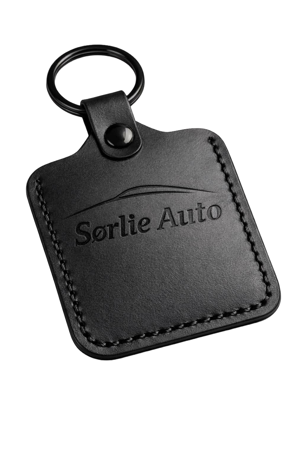 Nøkkelring i lær med Sørlie Auto logo